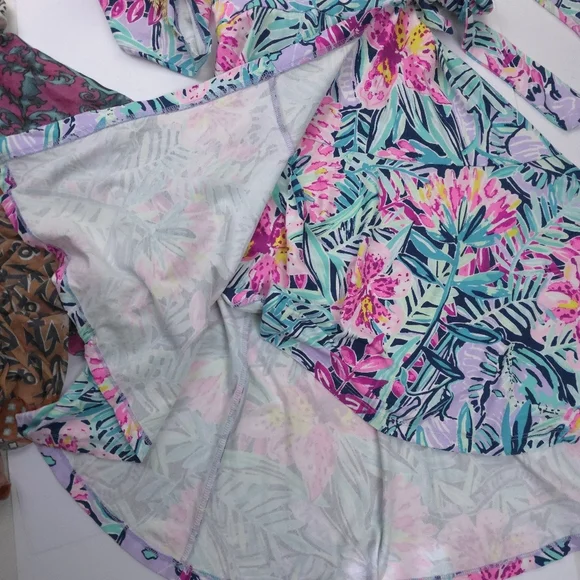 Lilly Pulitzer Blue Pink Floral Wrap Dress Sz Xs - Picture 9 of 11